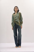 Diagonal Neck Scrunch Shirt